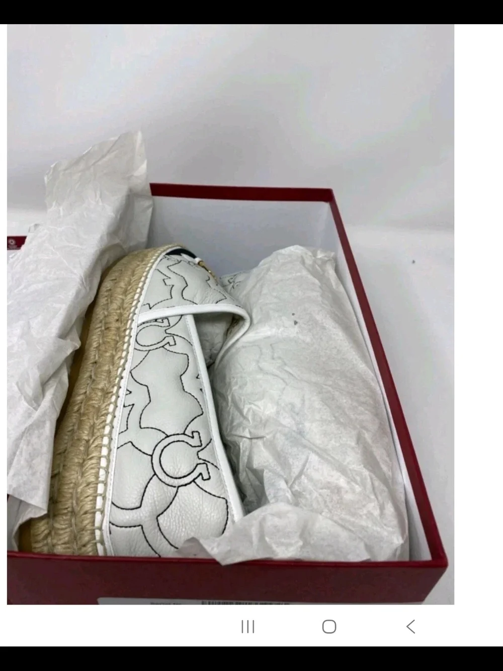 Salvatore FERRAGAMO Kim Gal White Leather Bianco Espadrilles Size 8.5 NWB